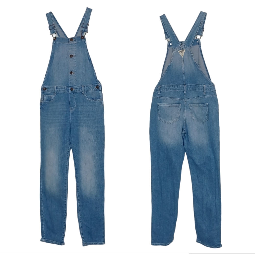 Oshkosh B'Gosh Girls Vestbak Button Front Denim Overalls Sz 12